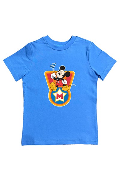 Mickey Mouse baskılı pamuklu penye kumaş yazlık çocuk tişört