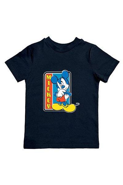 Mickey Mouse baskılı pamuklu penye kumaş yazlık çocuk tişört