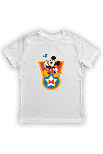 Mickey Mouse baskılı pamuklu penye kumaş yazlık çocuk tişört