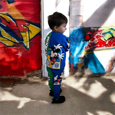 Mickey Mouse çocuk spor eşofman takımı pamuklu kumaş şardonlu