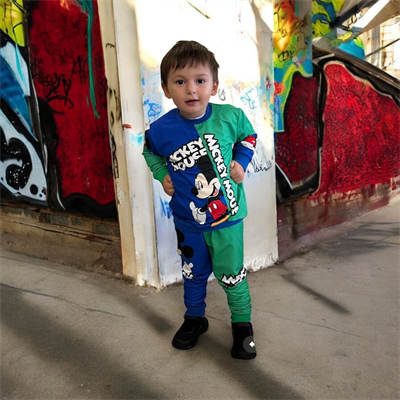 Mickey Mouse çocuk spor eşofman takımı pamuklu kumaş şardonlu