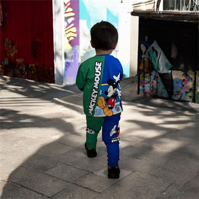 Mickey Mouse çocuk spor eşofman takımı pamuklu kumaş şardonlu