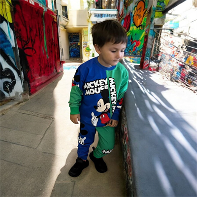 Mickey Mouse çocuk spor eşofman takımı pamuklu kumaş şardonlu