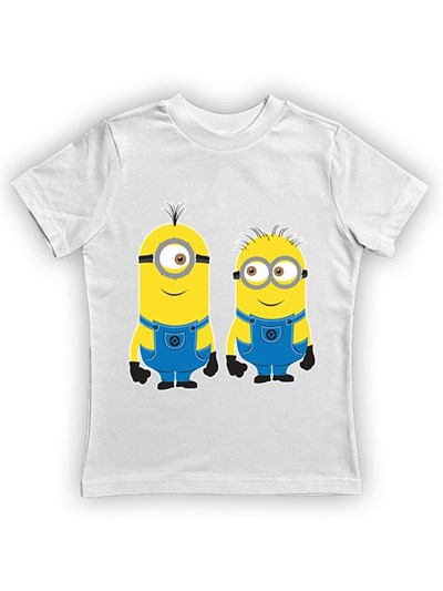 Minions baskılı pamuklu penye kumaş yazlık çocuk tişört