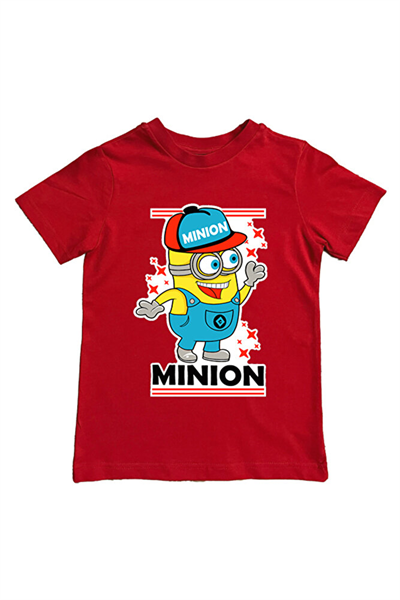 Minions baskılı pamuklu penye kumaş yazlık çocuk tişört