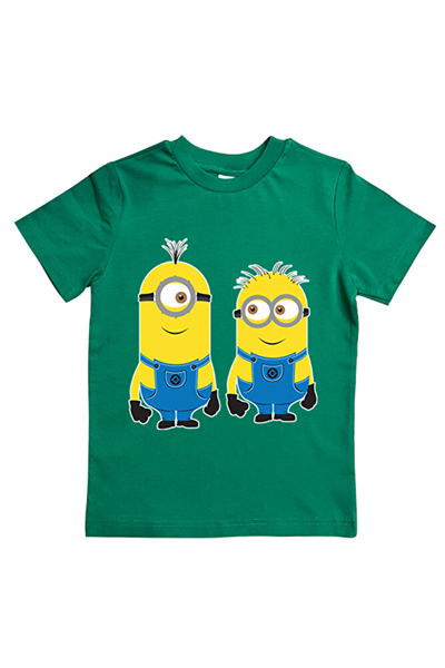 Minions baskılı pamuklu penye kumaş yazlık çocuk tişört