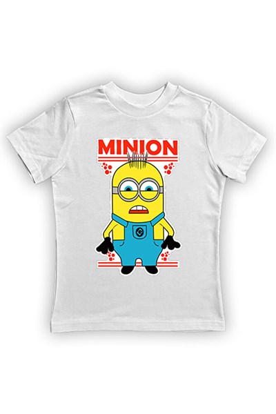 Minions baskılı pamuklu penye kumaş yazlık çocuk tişört
