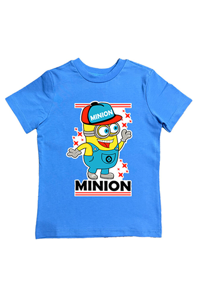 Minions baskılı pamuklu penye kumaş yazlık çocuk tişört