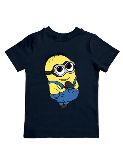 Minions baskılı pamuklu penye kumaş yazlık çocuk tişört