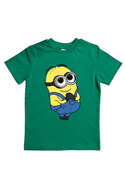 Minions baskılı pamuklu penye kumaş yazlık çocuk tişört