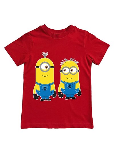 Minions baskılı pamuklu penye kumaş yazlık çocuk tişört