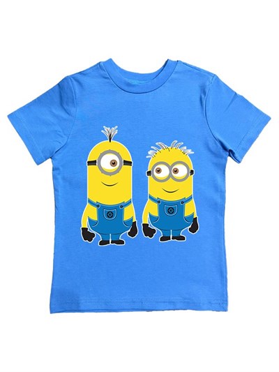 Minions baskılı pamuklu penye kumaş yazlık çocuk tişört