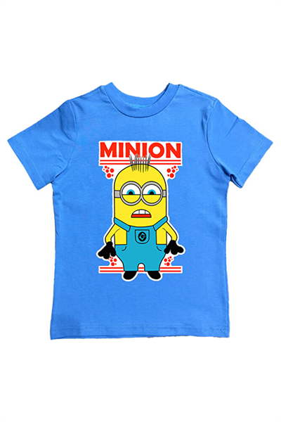 Minions baskılı pamuklu penye kumaş yazlık çocuk tişört