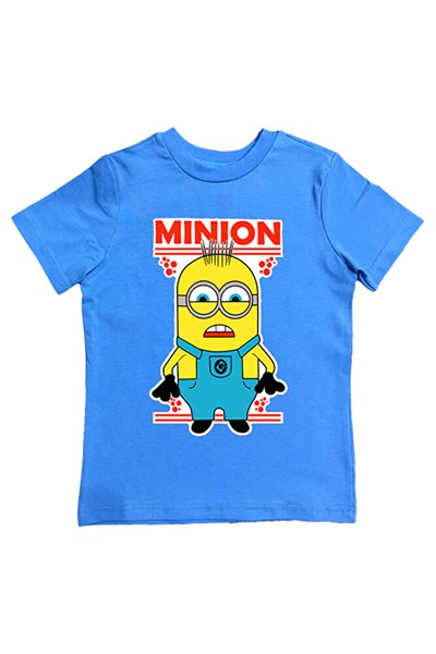 Minions baskılı pamuklu penye kumaş yazlık çocuk tişört