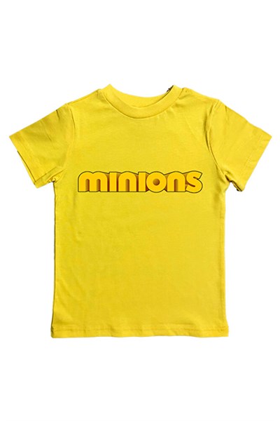 Minions baskılı pamuklu penye kumaş yazlık çocuk tişört