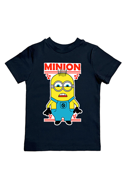 Minions baskılı pamuklu penye kumaş yazlık çocuk tişört