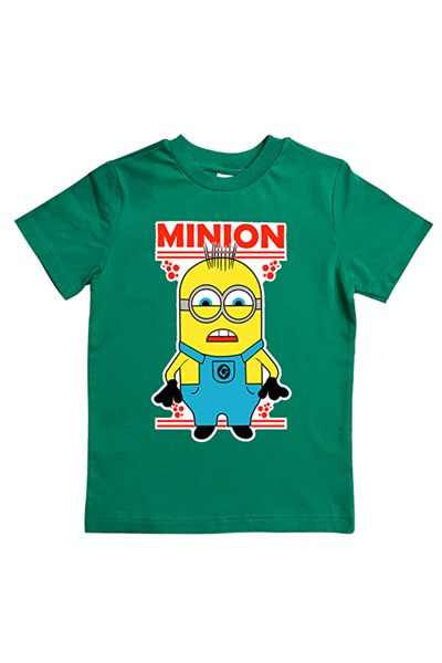Minions baskılı pamuklu penye kumaş yazlık çocuk tişört