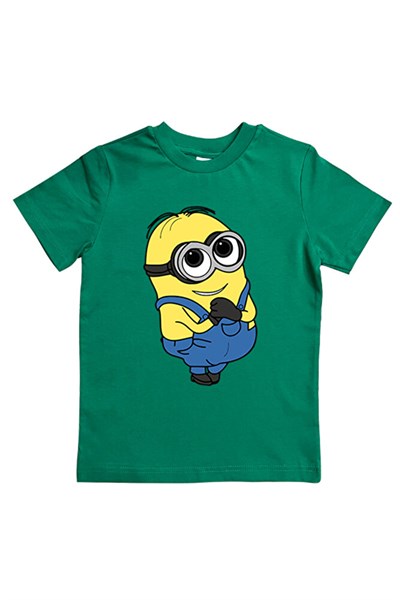 Minions baskılı pamuklu penye kumaş yazlık çocuk tişört