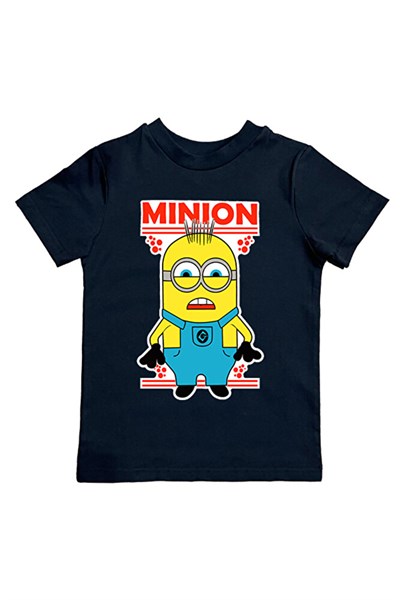 Minions baskılı pamuklu penye kumaş yazlık çocuk tişört