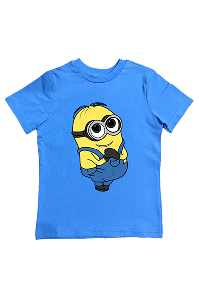 Minions baskılı pamuklu penye kumaş yazlık çocuk tişört
