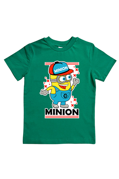 Minions baskılı pamuklu penye kumaş yazlık çocuk tişört