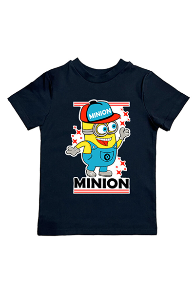 Minions baskılı pamuklu penye kumaş yazlık çocuk tişört