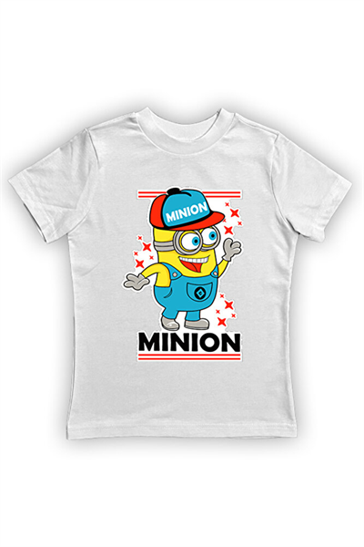 Minions baskılı pamuklu penye kumaş yazlık çocuk tişört