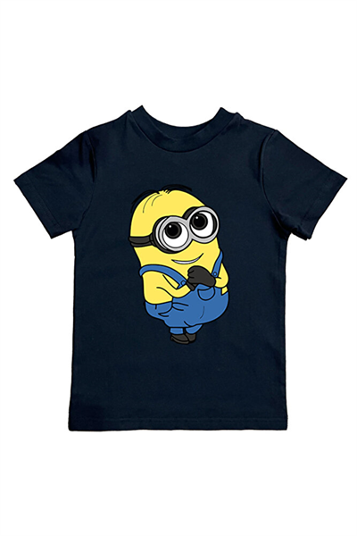 Minions baskılı pamuklu penye kumaş yazlık çocuk tişört