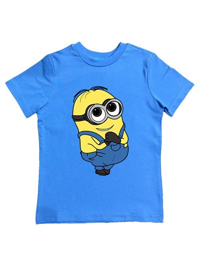 Minions baskılı pamuklu penye kumaş yazlık çocuk tişört
