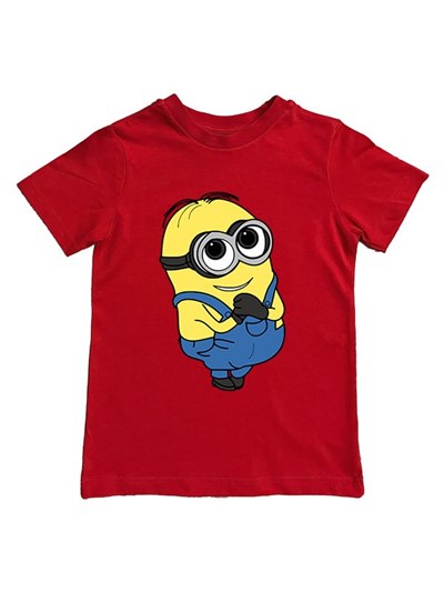 Minions baskılı pamuklu penye kumaş yazlık çocuk tişört