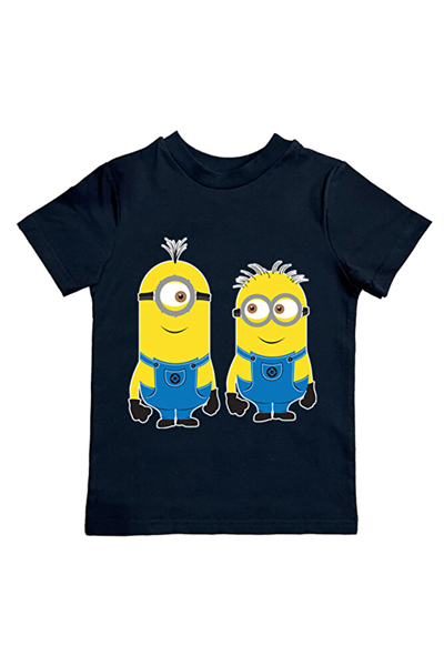 Minions baskılı pamuklu penye kumaş yazlık çocuk tişört
