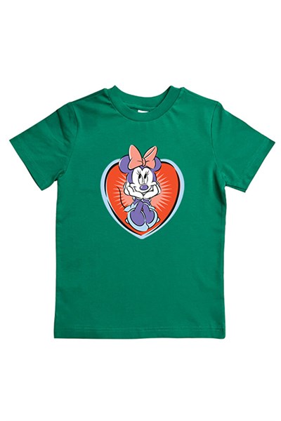 Minnie Mouse baskılı pamuklu penye kumaş yazlık çocuk tişört