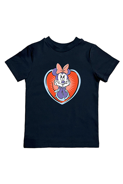 Minnie Mouse baskılı pamuklu penye kumaş yazlık çocuk tişört