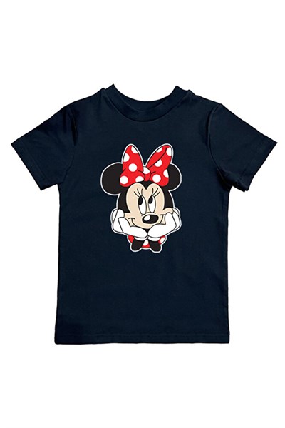 Minnie Mouse baskılı pamuklu penye kumaş yazlık çocuk tişört