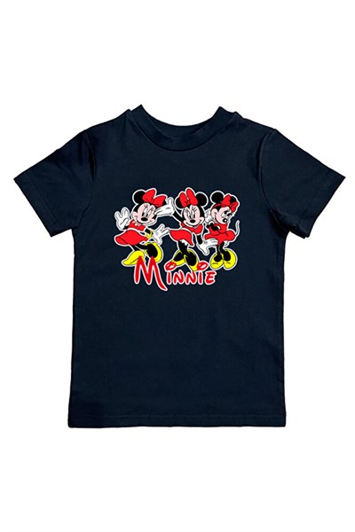Minnie Mouse baskılı pamuklu penye kumaş yazlık çocuk tişört