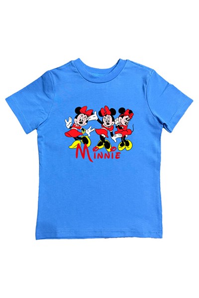 Minnie Mouse baskılı pamuklu penye kumaş yazlık çocuk tişört