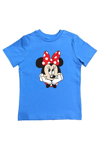 Minnie Mouse baskılı pamuklu penye kumaş yazlık çocuk tişört