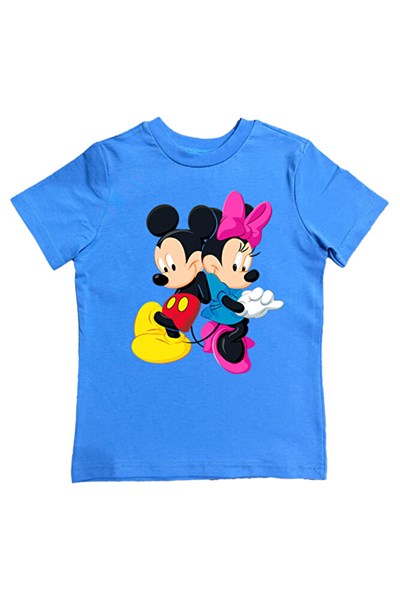 Minnie Mouse baskılı pamuklu penye kumaş yazlık çocuk tişört