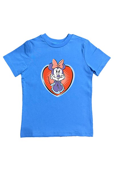 Minnie Mouse baskılı pamuklu penye kumaş yazlık çocuk tişört