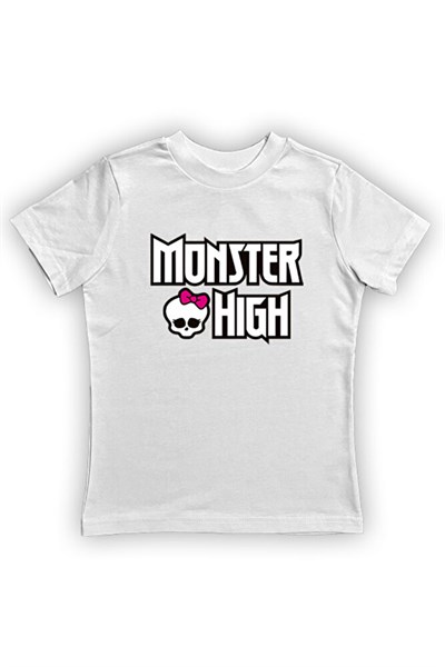 MONSTER HIGH baskılı pamuklu penye kumaş yazlık çocuk tişört