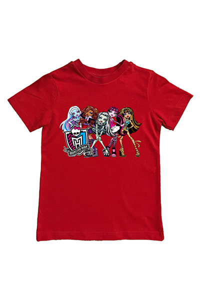 MONSTER HIGH baskılı pamuklu penye kumaş yazlık çocuk tişört