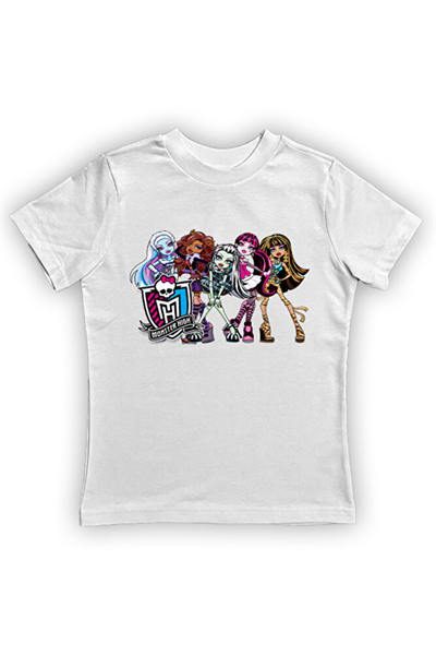 MONSTER HIGH baskılı pamuklu penye kumaş yazlık çocuk tişört