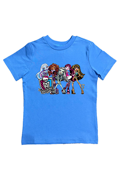 MONSTER HIGH baskılı pamuklu penye kumaş yazlık çocuk tişört