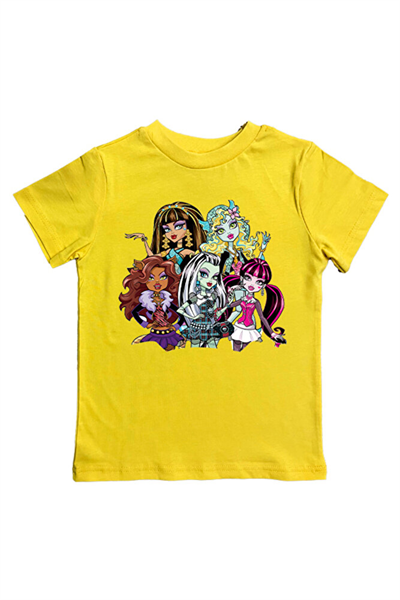 MONSTER HIGH baskılı pamuklu penye kumaş yazlık çocuk tişört
