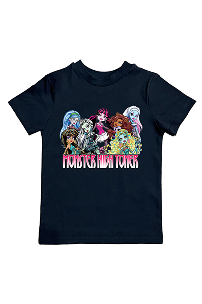 MONSTER HIGH baskılı pamuklu penye kumaş yazlık çocuk tişört