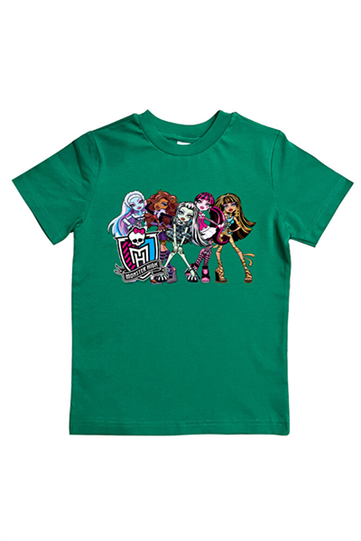 MONSTER HIGH baskılı pamuklu penye kumaş yazlık çocuk tişört