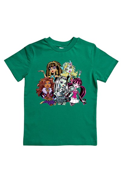 MONSTER HIGH baskılı pamuklu penye kumaş yazlık çocuk tişört