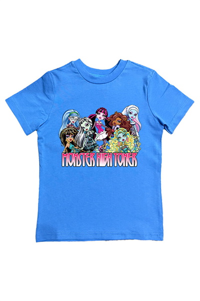 MONSTER HIGH baskılı pamuklu penye kumaş yazlık çocuk tişört