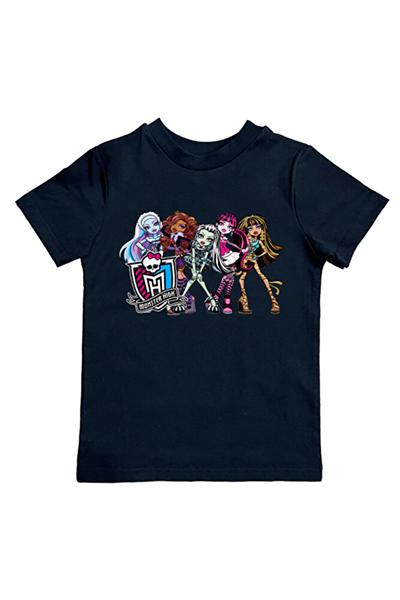 MONSTER HIGH baskılı pamuklu penye kumaş yazlık çocuk tişört
