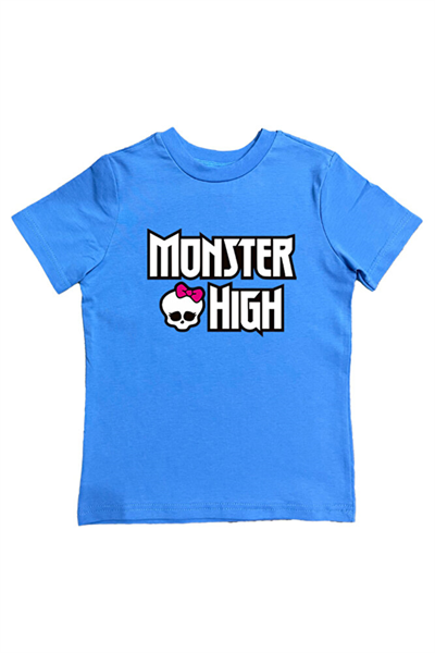 MONSTER HIGH baskılı pamuklu penye kumaş yazlık çocuk tişört